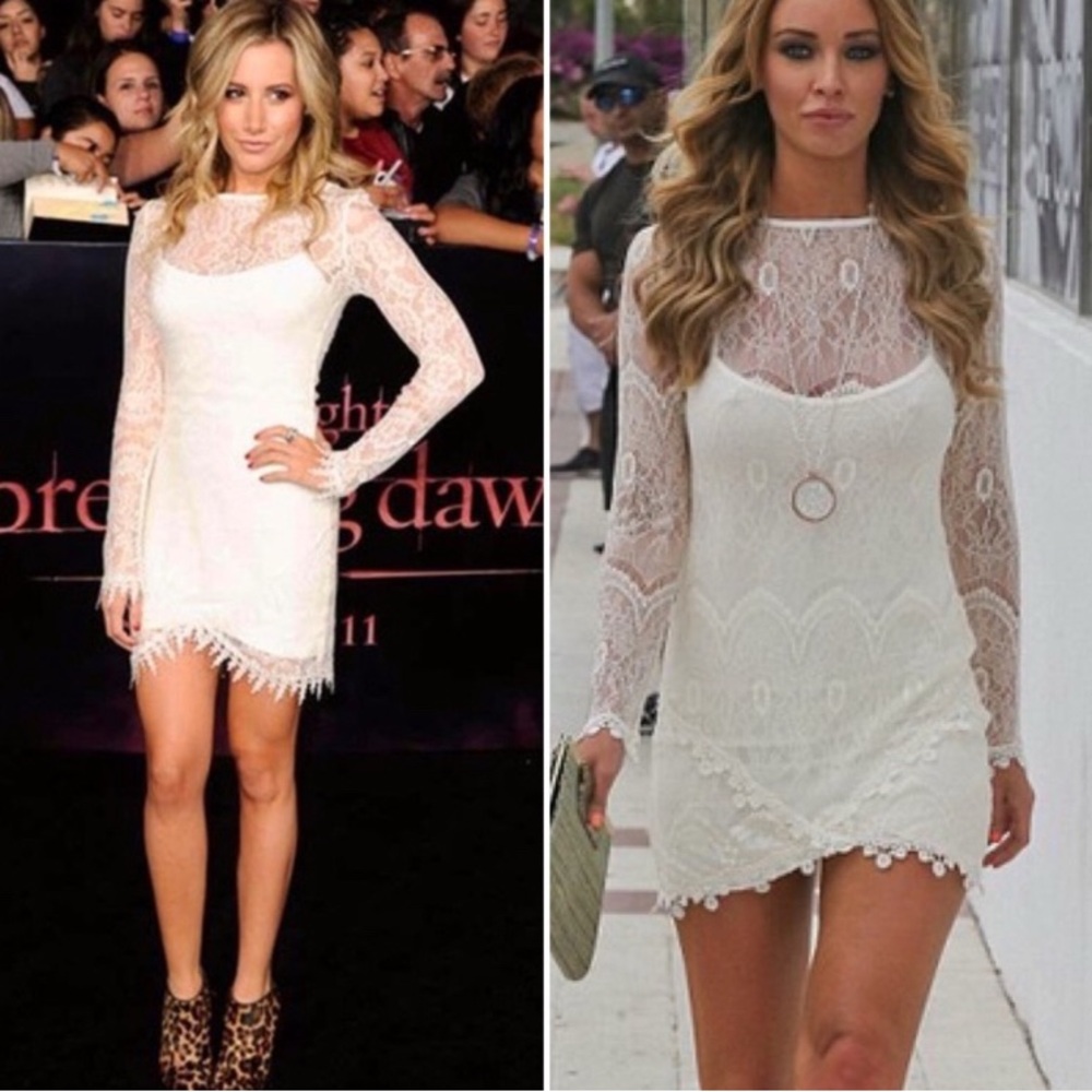 For Love And Lemons White Lace Mini Dress *Note LACE OVERLAY ONLY - Picture 1 of 8